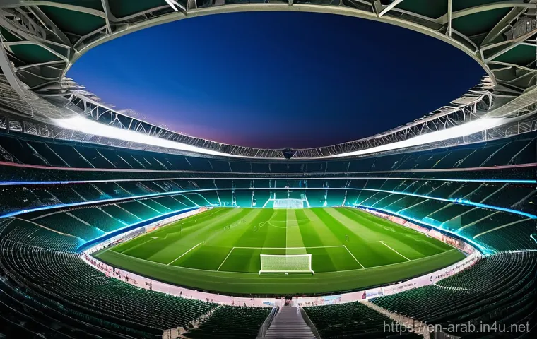 아랍어권에서 인기 있는 스포츠 - Prompt 1: Grandeur of a Modern Football Stadium at Night**