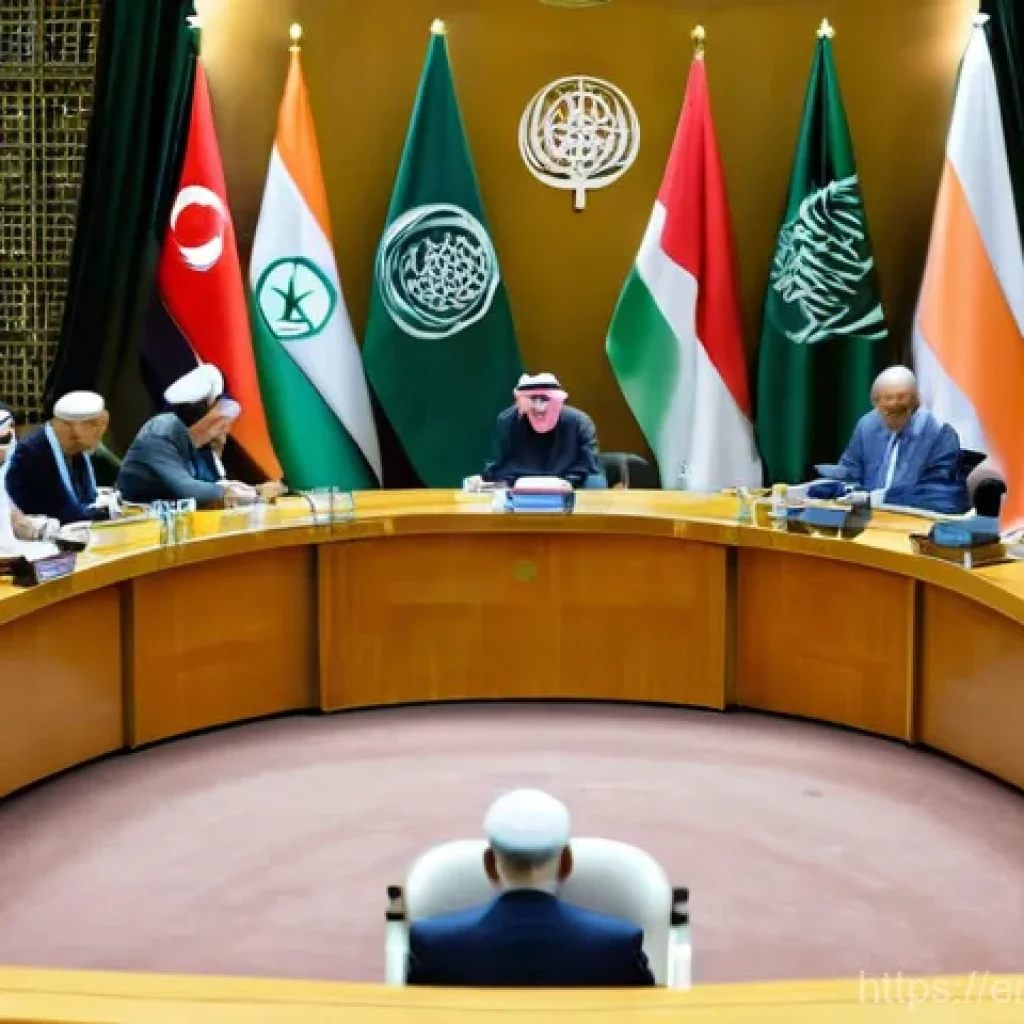 아랍어가 사용되는 국제 기구 - **Prompt 1: Global Diplomacy and Understanding**
"A wide-angle shot of a modern, bright internat...