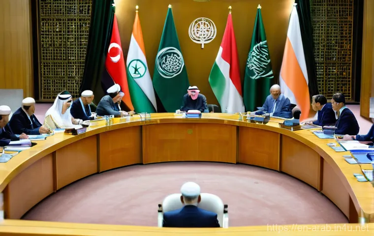 아랍어가 사용되는 국제 기구 - **Prompt 1: Global Diplomacy and Understanding**
    "A wide-angle shot of a modern, bright internat...