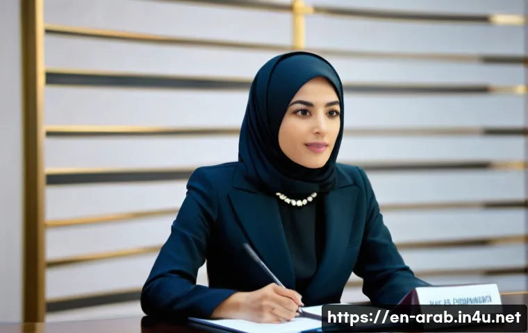 아랍어 통번역사 되는 법 - **Prompt 1: "The Diplomatic Interpreter"**
    A highly skilled female Arabic interpreter, dressed i...