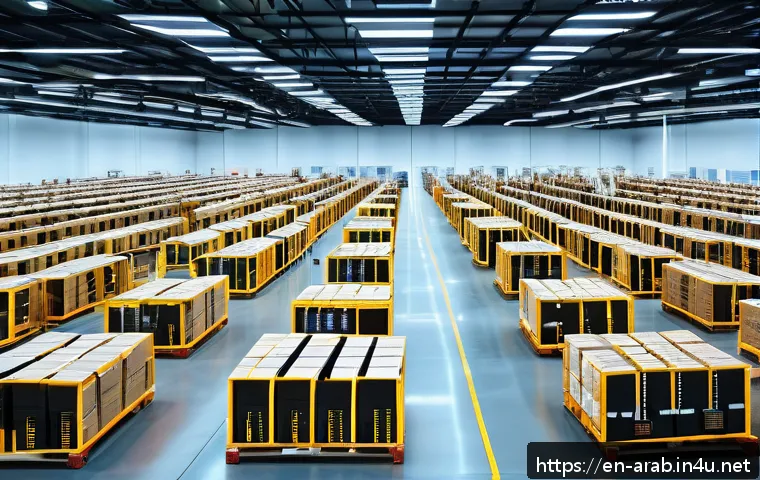 아랍어권에서의 전자상거래 시장 - A vibrant modern e-commerce warehouse in the Middle East, featuring automated robotic arms sorting p...