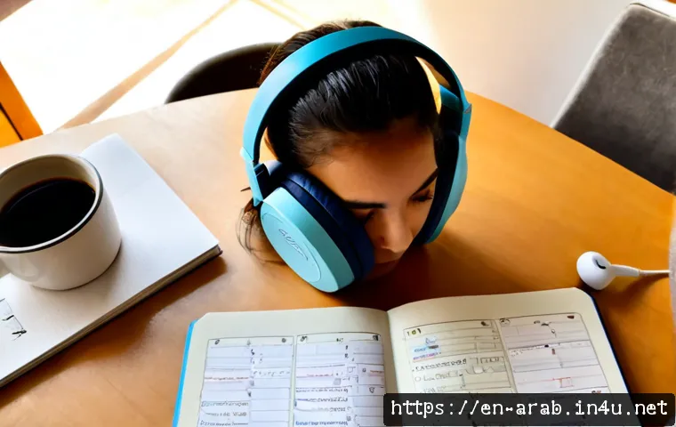 Home 17 아랍어 학습 시간 단축법 - Photorealistic overhead view of an adult English-speaking learner at a tidy home desk using an Arabi...